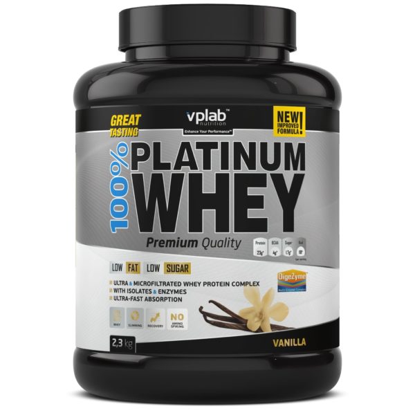 Сывороточный протеин 100% Platinum Whey, вкус «Ваниль», 2,3 кг, VPLab