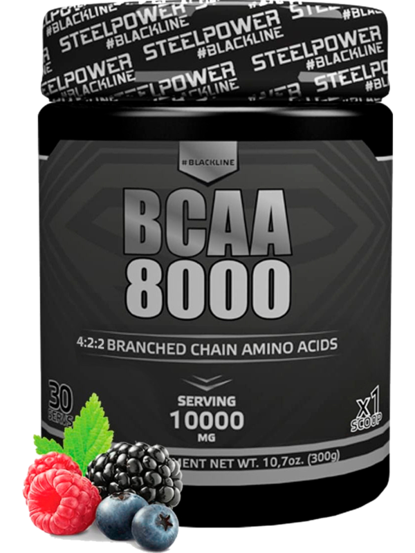 Напиток с аминокислотами BCAA 8000, вкус «Лесные ягоды», 300 гр, STEELPOWER