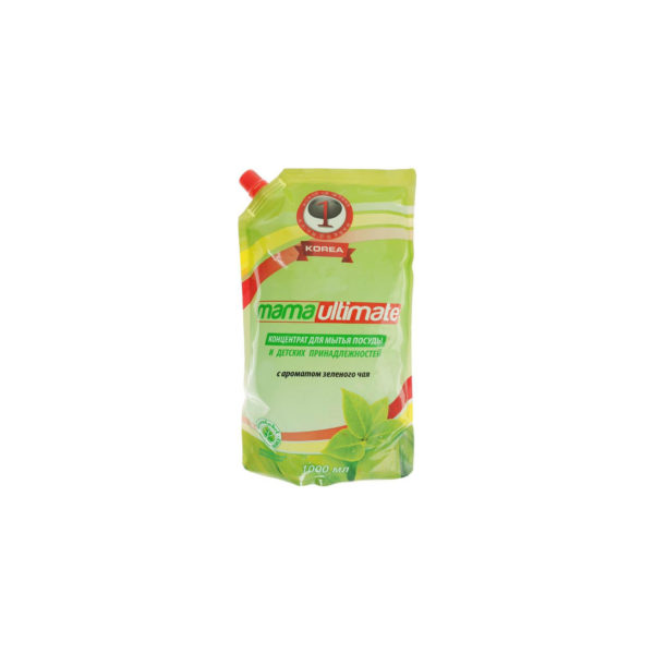 Антибактериальное концентрированное средство для мытья посуды «Зеленый чай» (запасной блок), 1 л, Mama Ultimate