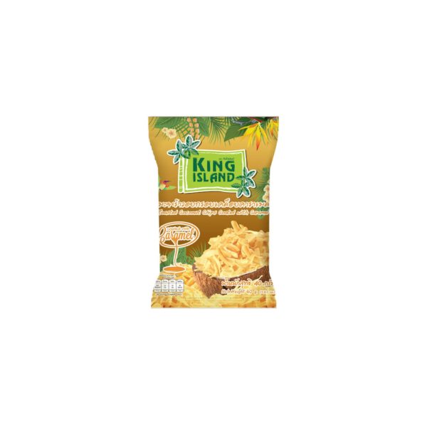 Кокосовые чипсы с карамелью, 40 гр, KING ISLAND