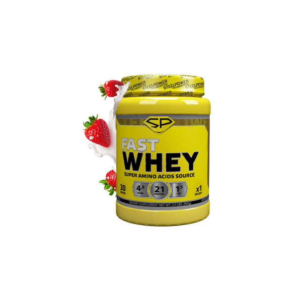 Сывороточный протеин FAST WHEY, 900 гр, вкус «Клубника со сливками», STEELPOWER